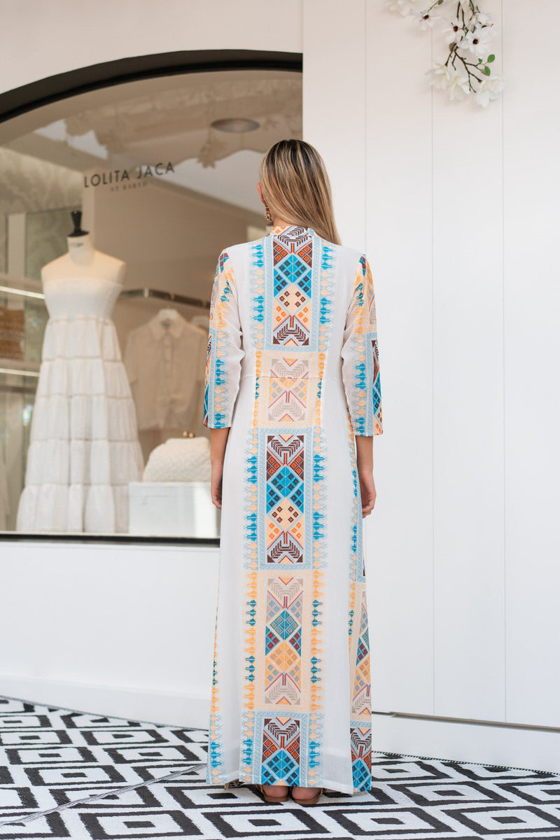 ALICIA EMBROIDERED CHIFFON SILK LONG DRESS