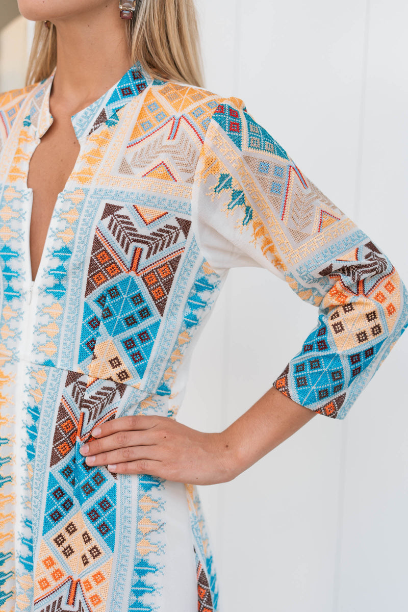 ALICIA EMBROIDERED CHIFFON SILK LONG DRESS