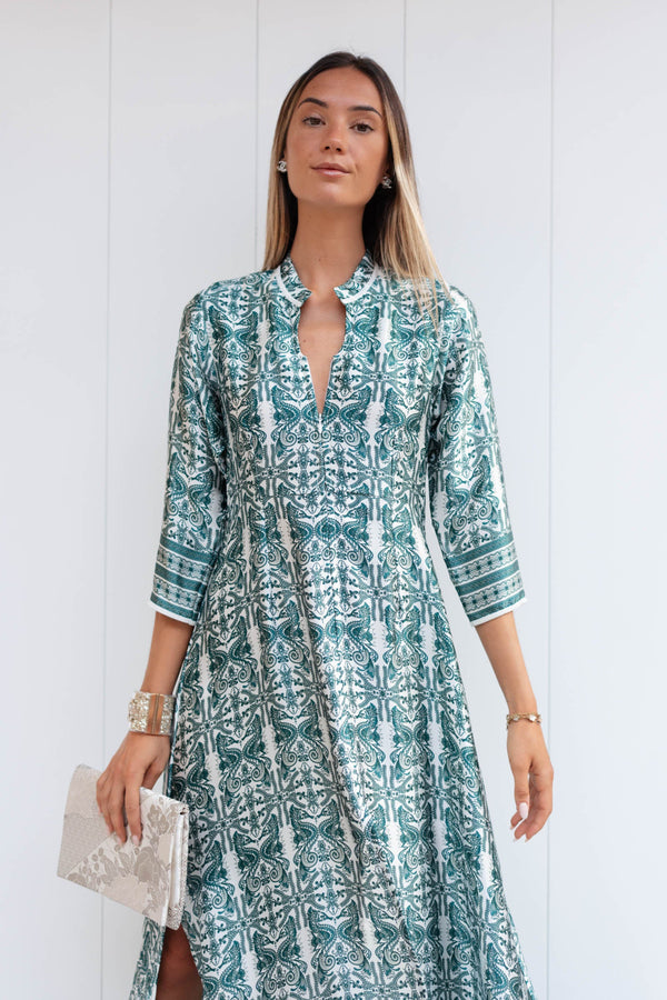 ALICIA SATIN SILK LONG DRESS