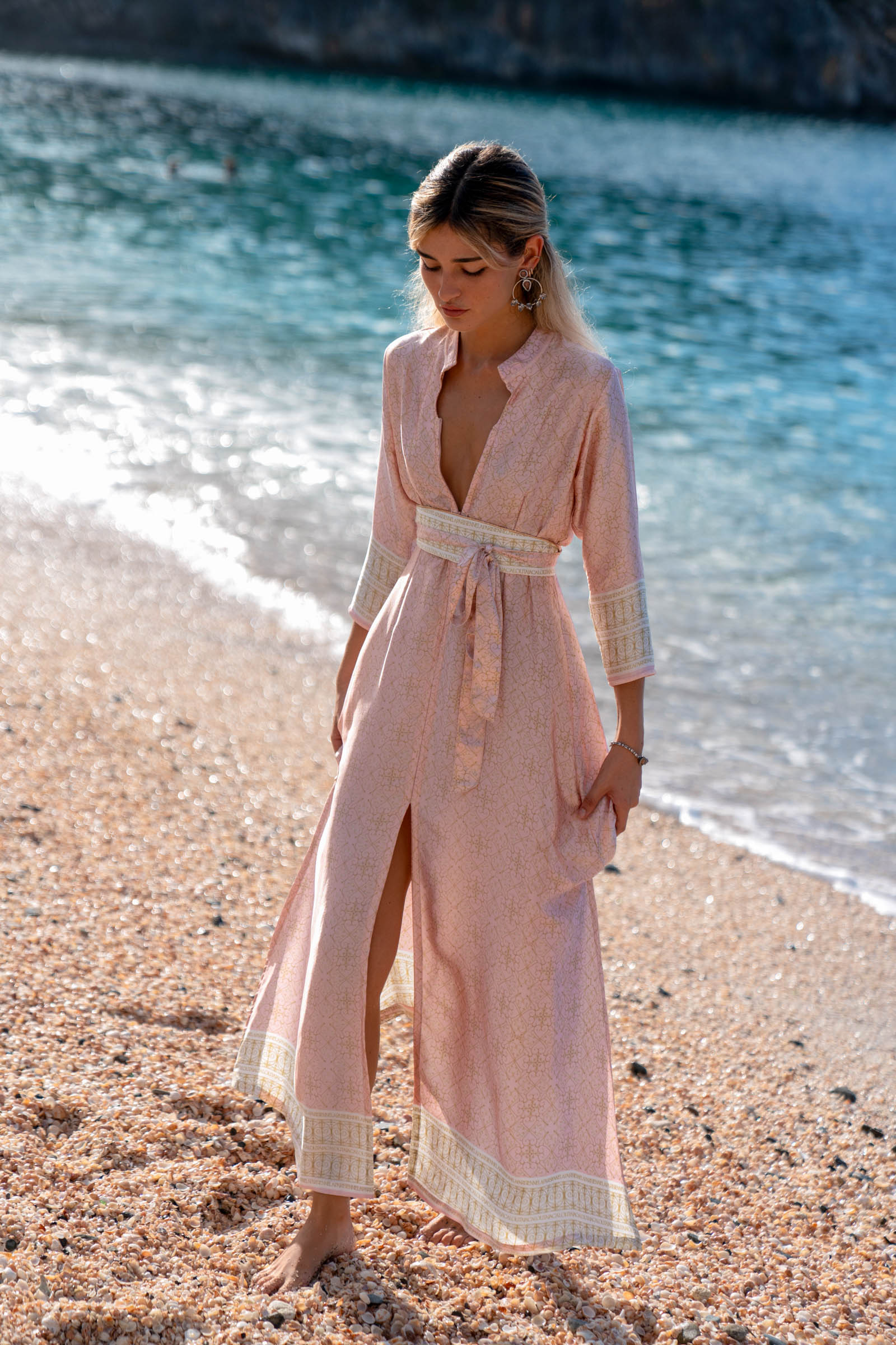【Estella.k】Alicia Long Dress Alicia Long Dress -WHT×bk.pt- – Estella.K