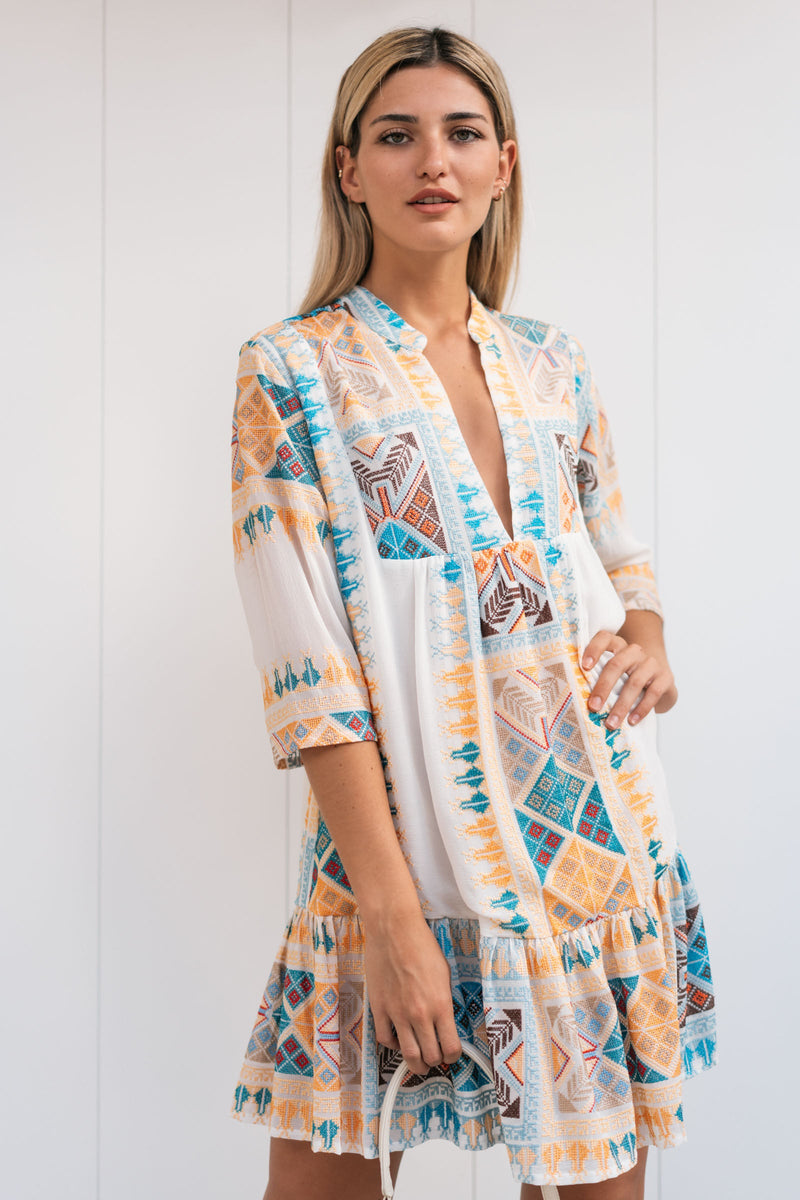 CIRIANA EMBROIDERED CHIFFON SILK TUNIC