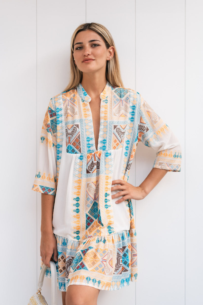 CIRIANA EMBROIDERED CHIFFON SILK TUNIC