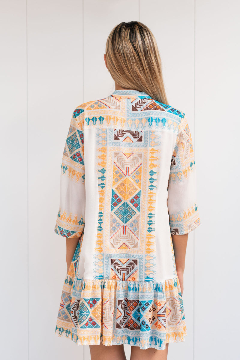 CIRIANA EMBROIDERED CHIFFON SILK TUNIC