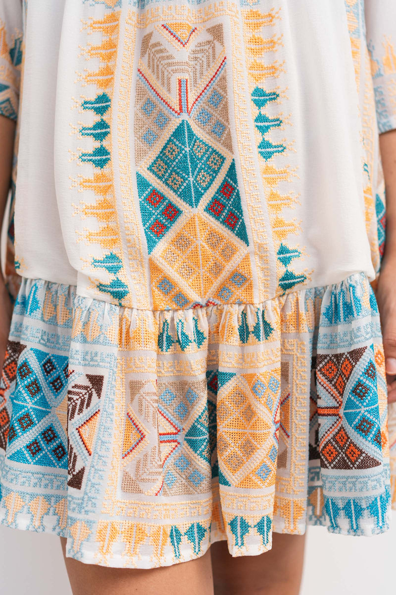 CIRIANA EMBROIDERED CHIFFON SILK TUNIC