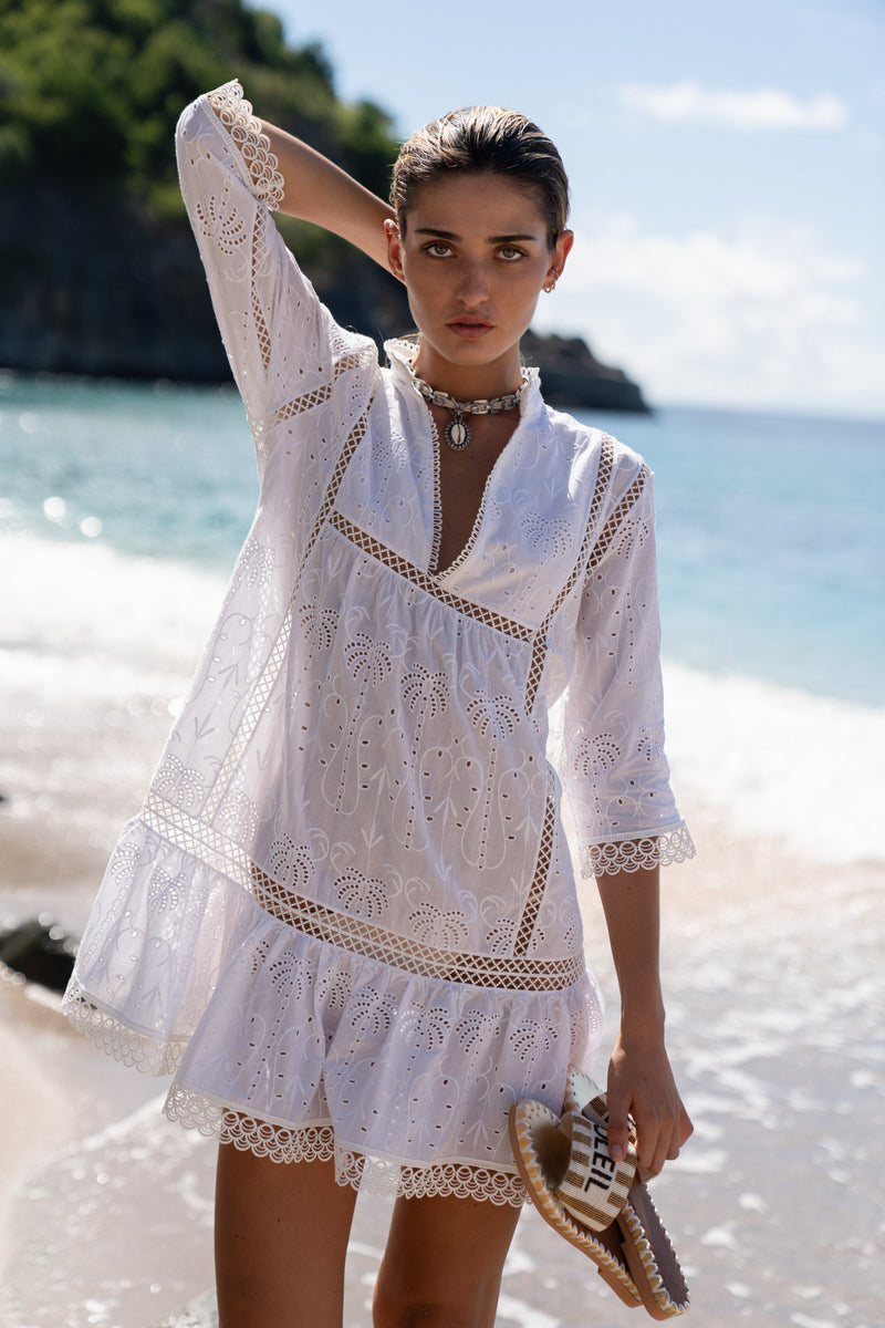 CIRIANA COTTON EYELET TUNIC