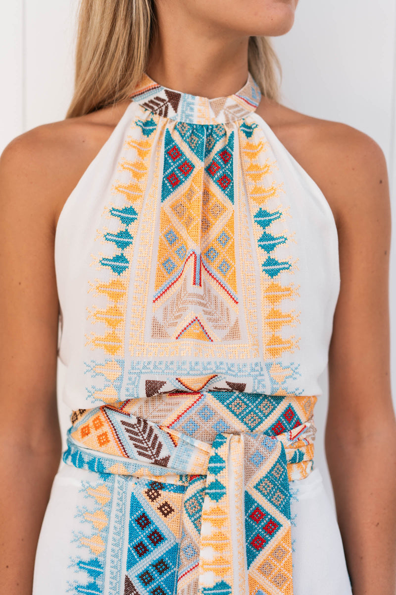 CLAUDINE EMBROIDERED CHIFFON SILK DRESS