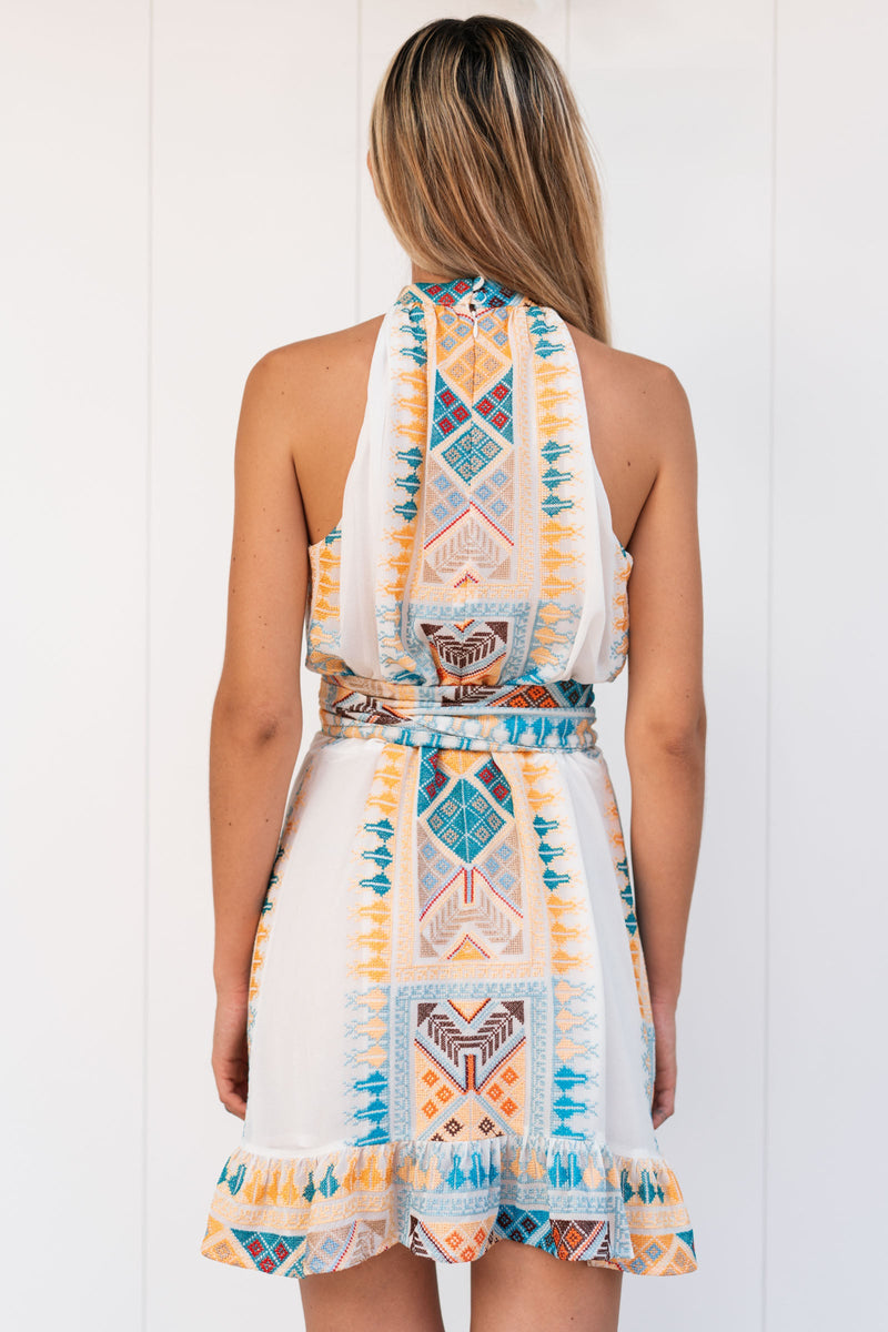 CLAUDINE EMBROIDERED CHIFFON SILK DRESS