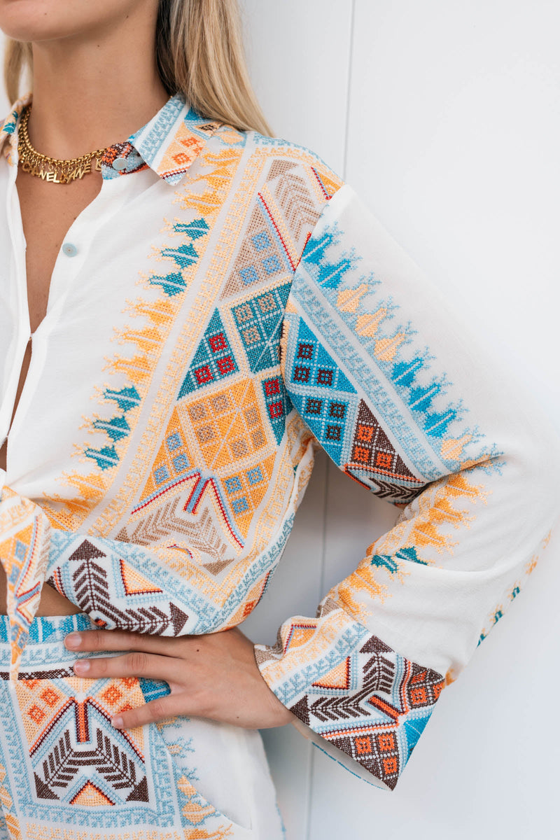 DALIA EMBROIDERED CHIFFON SILK SHIRT
