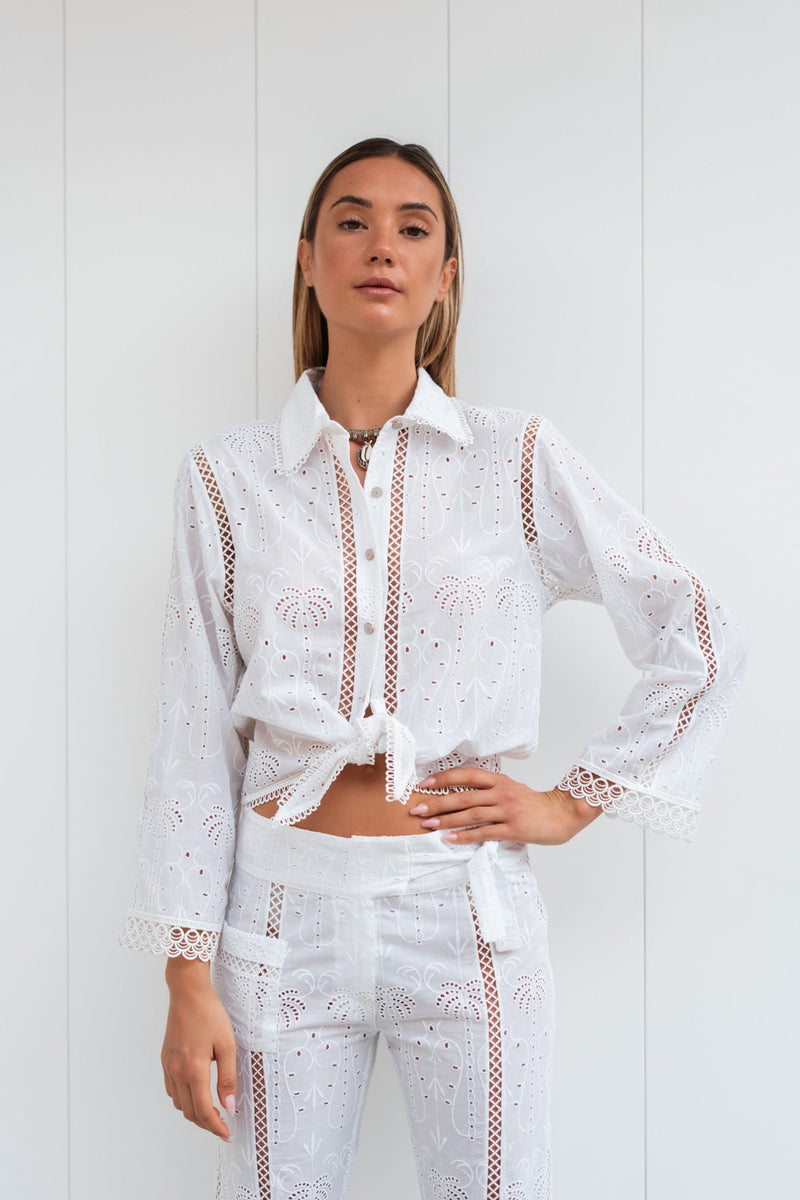 DAHLIA SCOTTON EYELET SHIRT