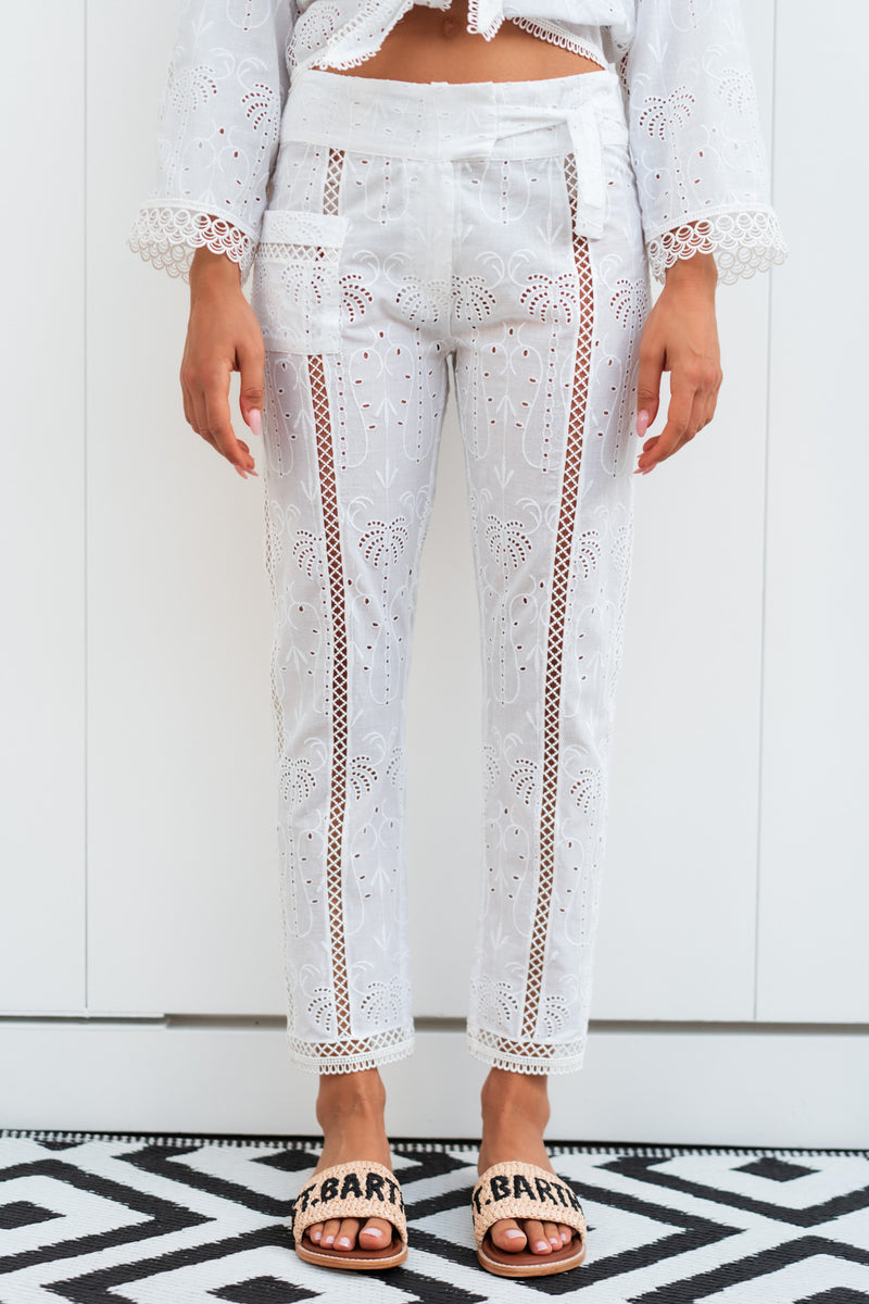 FABY COTTON EYELET PANTS