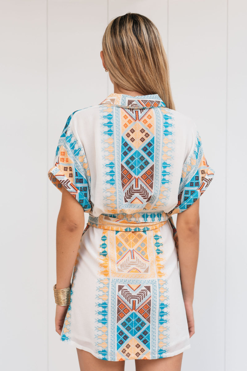 DUA EMBROIDERED CHIFFON SILK DRESS