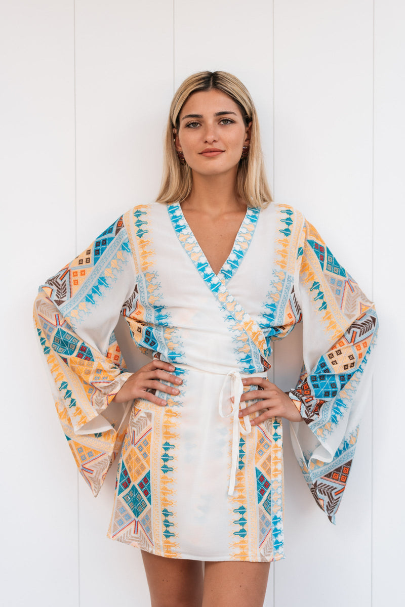 FABIANA EMBROIDERED CHIFFON SILK KIMONO