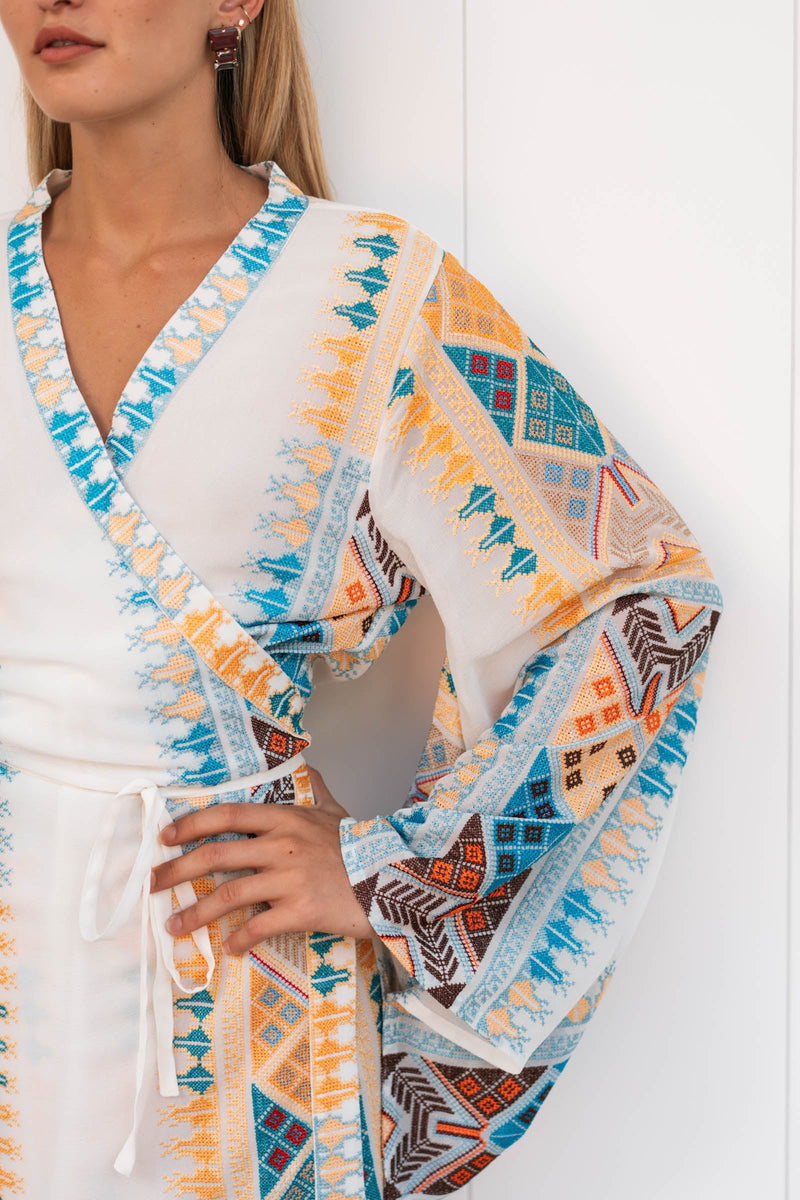 FABIANA EMBROIDERED CHIFFON SILK KIMONO