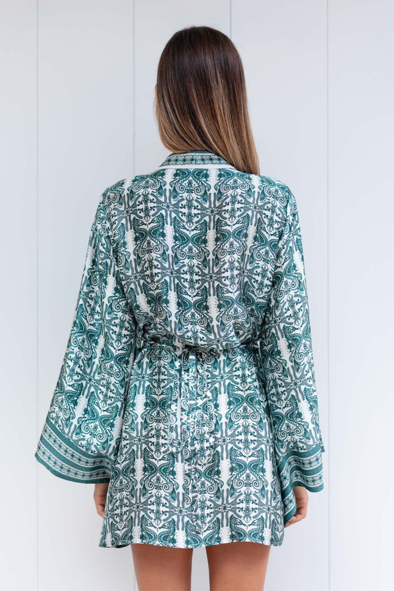 FABIANA SATIN SILK KIMONO