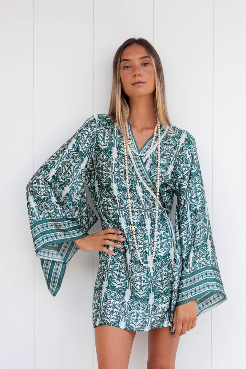 FABIANA SATIN SILK KIMONO