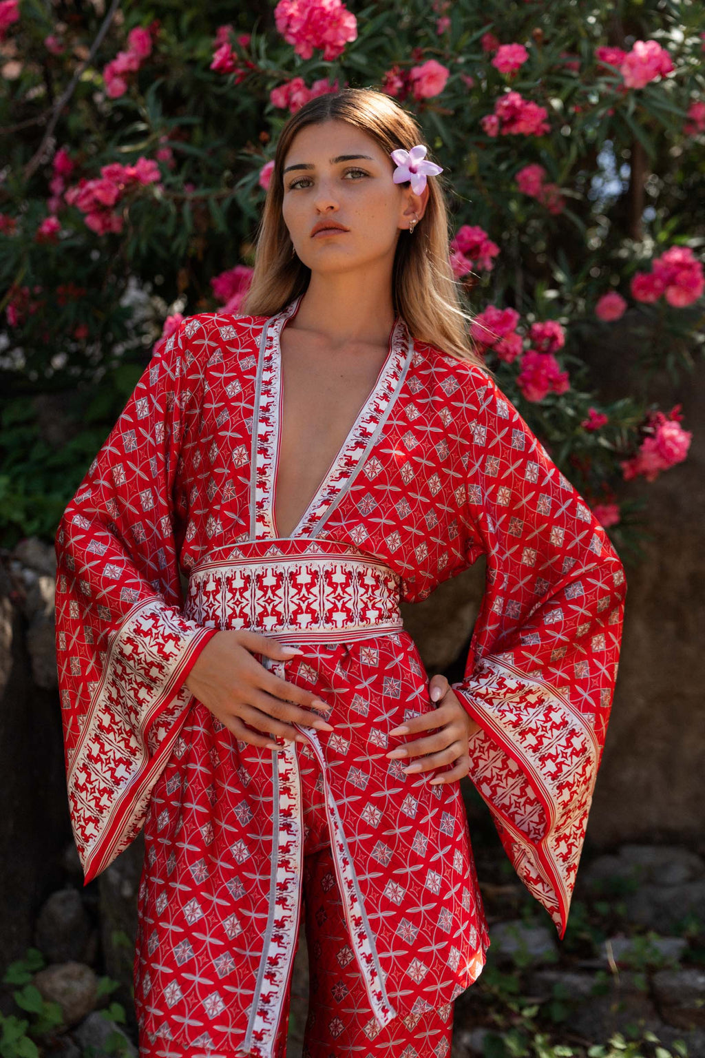 FABIANA SATIN SILK KIMONO