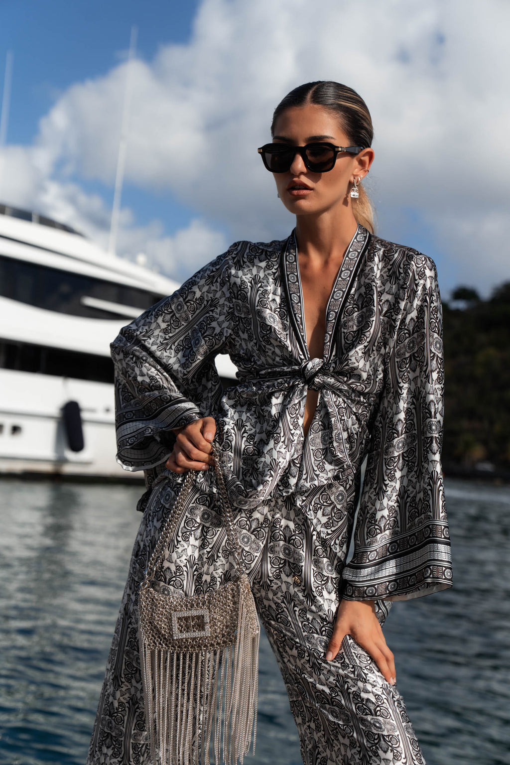 FABIANA SATIN SILK KIMONO