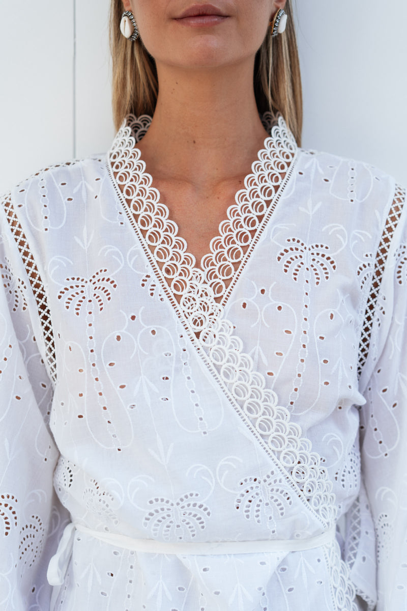 FABIANA COTTON EYELET KIMONO