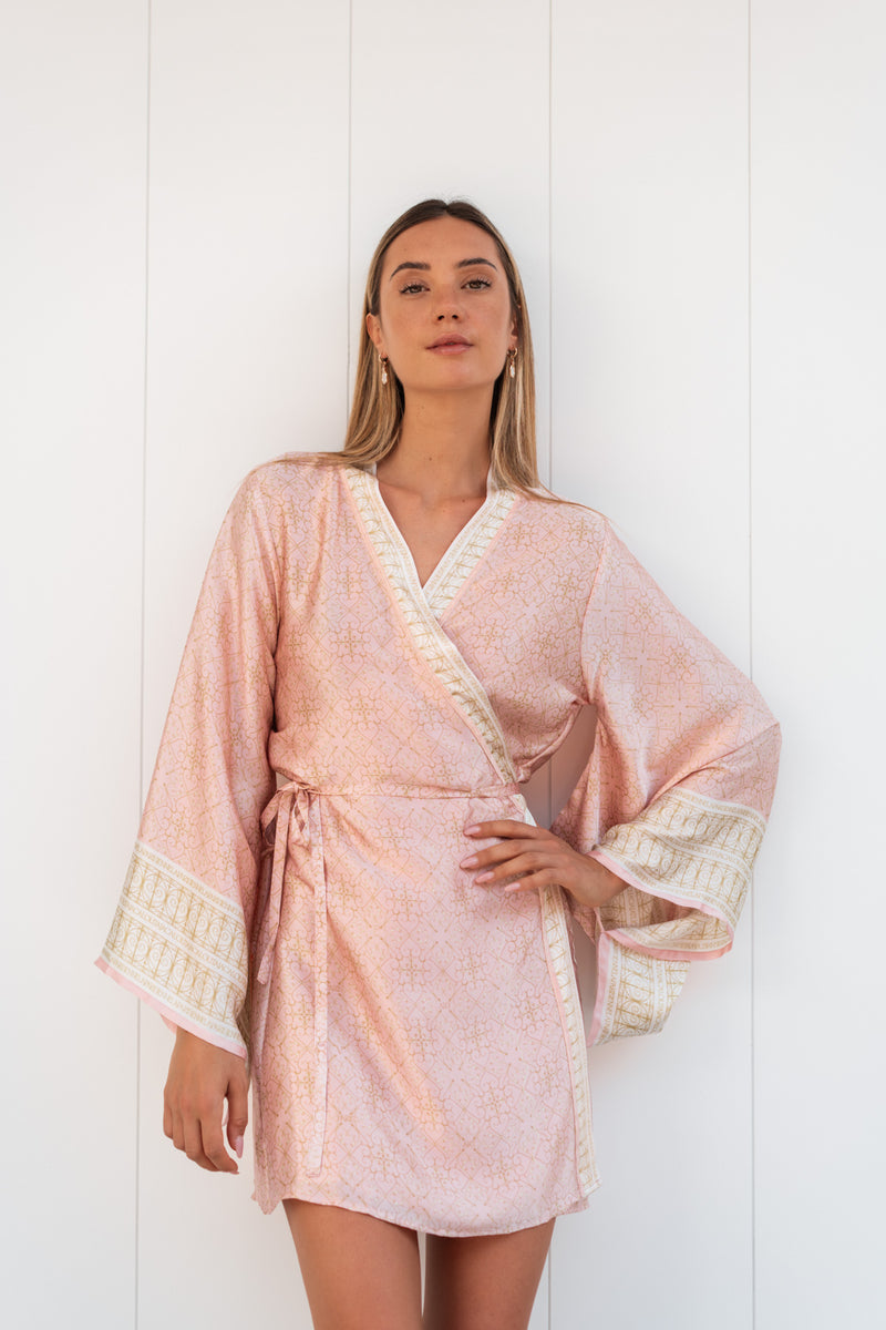 FABIANA SATIN SILK KIMONO