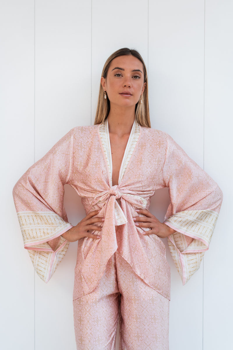 FABIANA SATIN SILK KIMONO