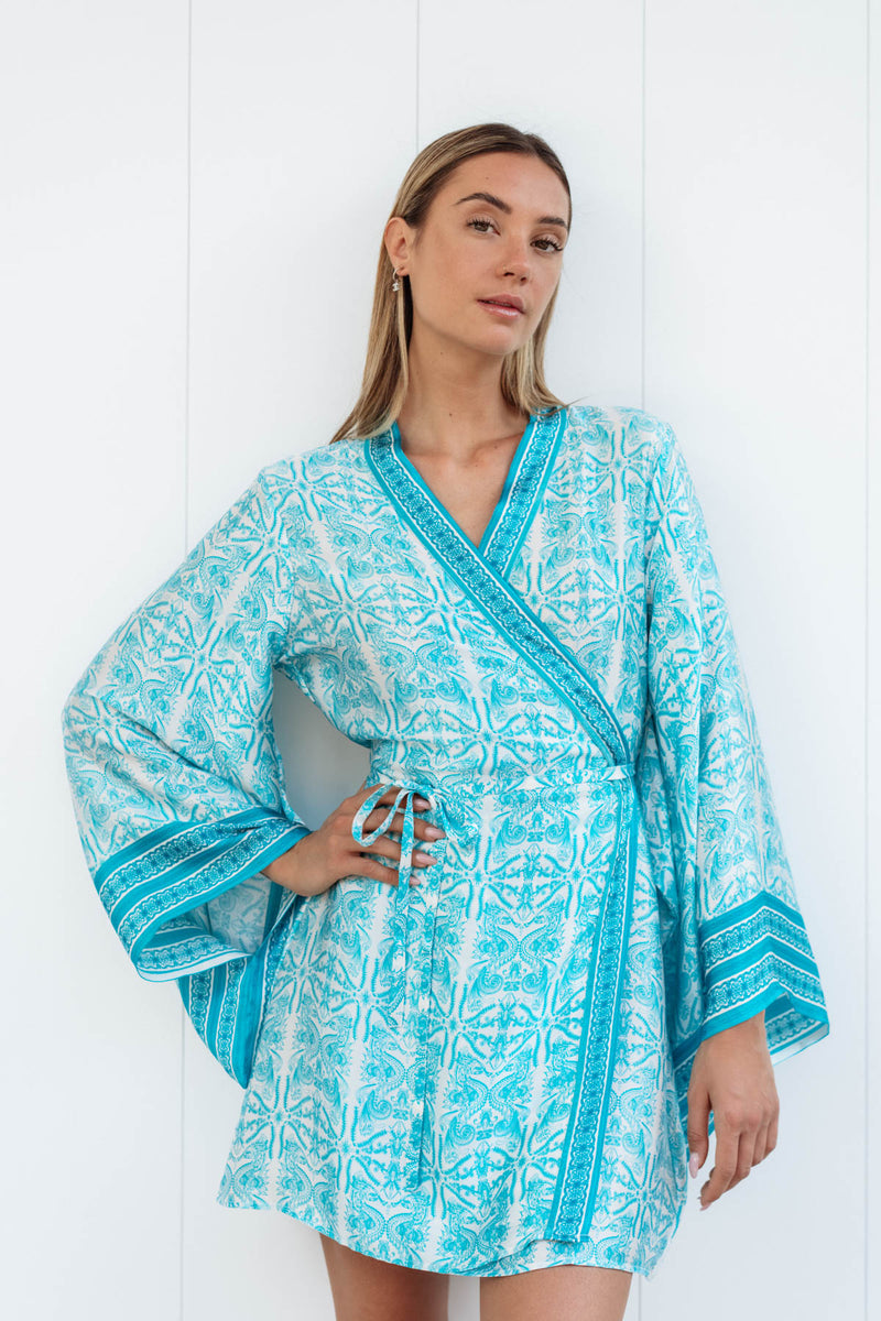 FABIANA SATIN SILK KIMONO