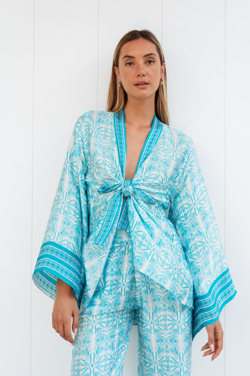 FABIANA SATIN SILK KIMONO