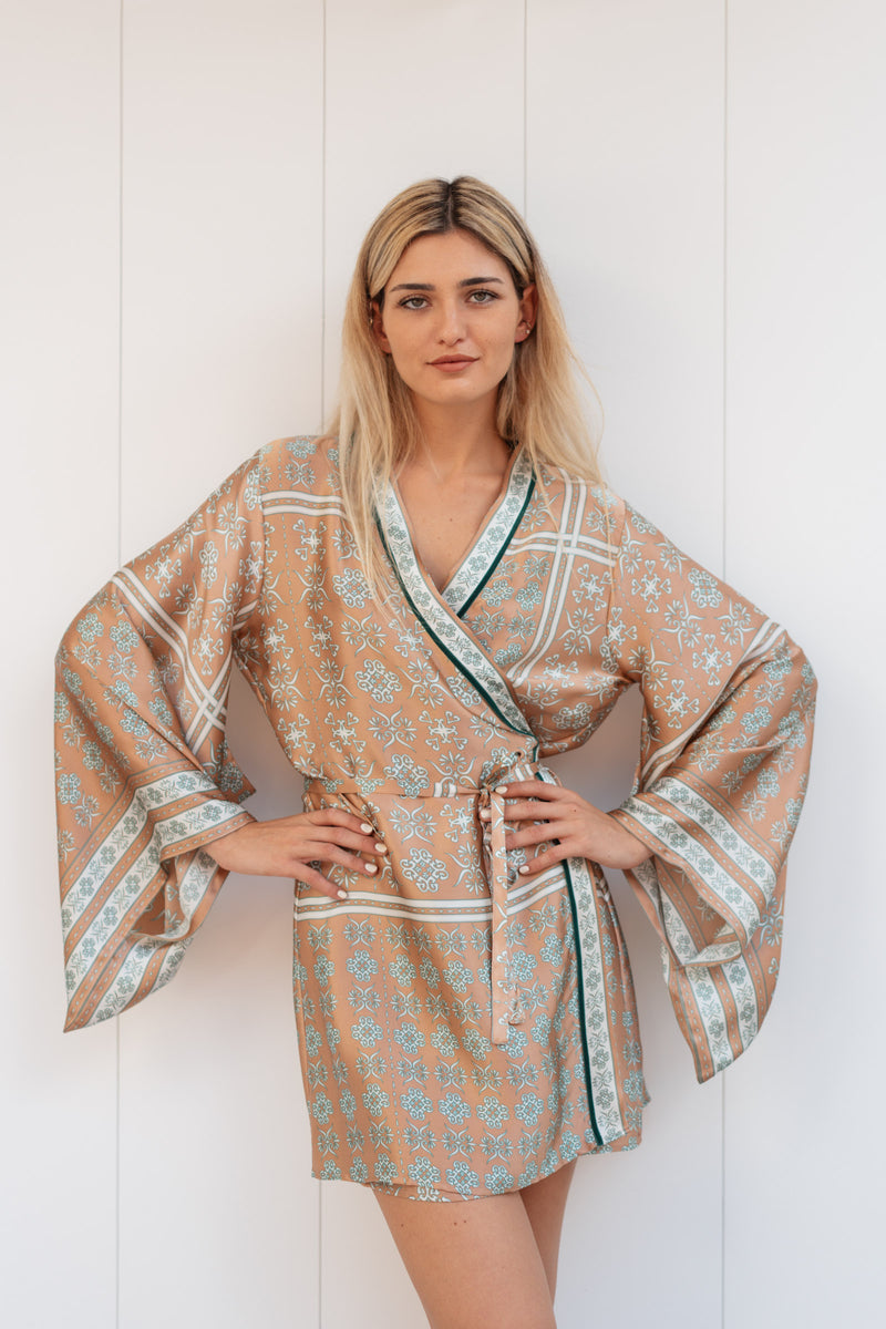 FABIANA SATIN SILK KIMONO