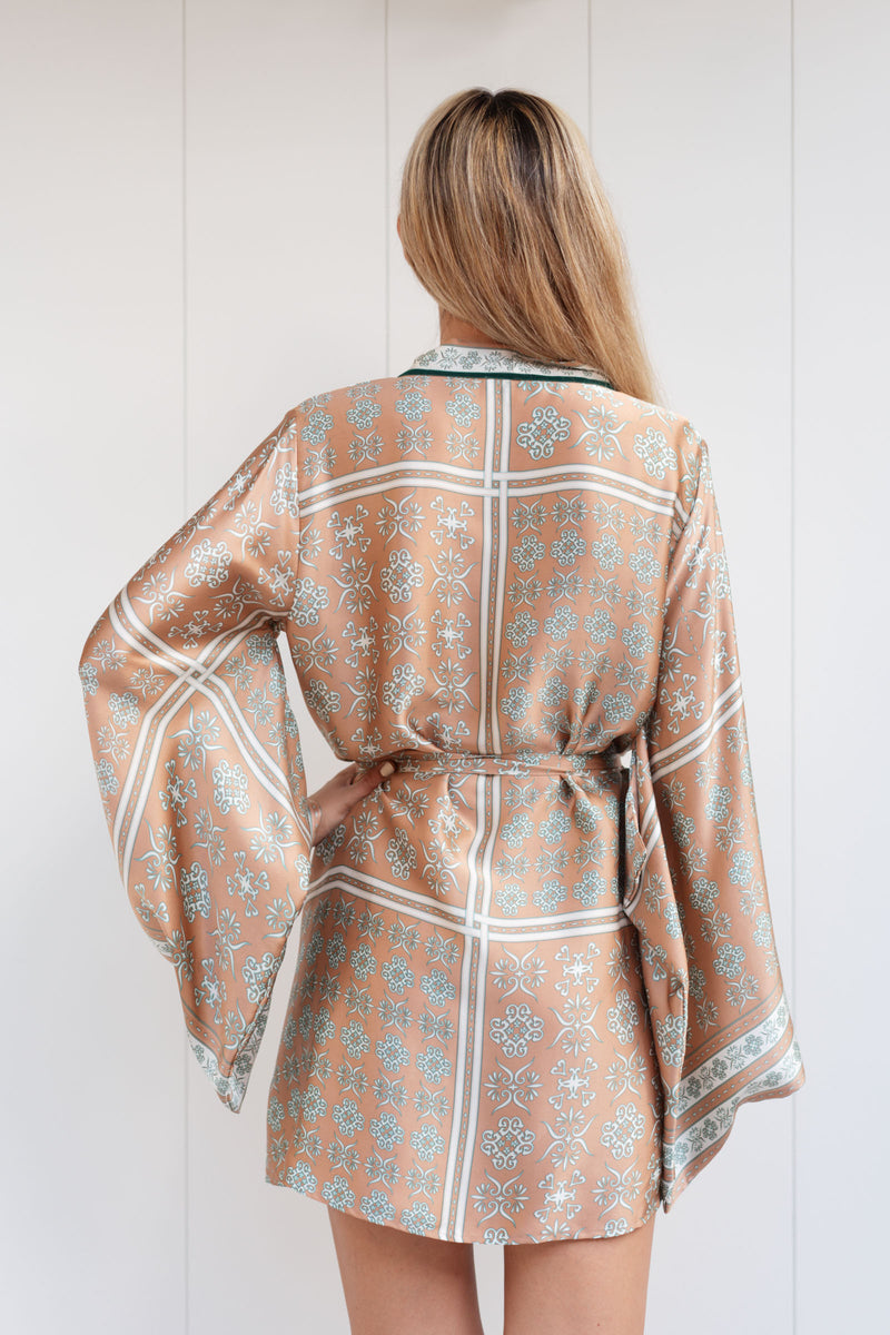 FABIANA SATIN SILK KIMONO