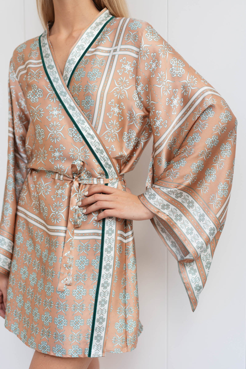 FABIANA SATIN SILK KIMONO