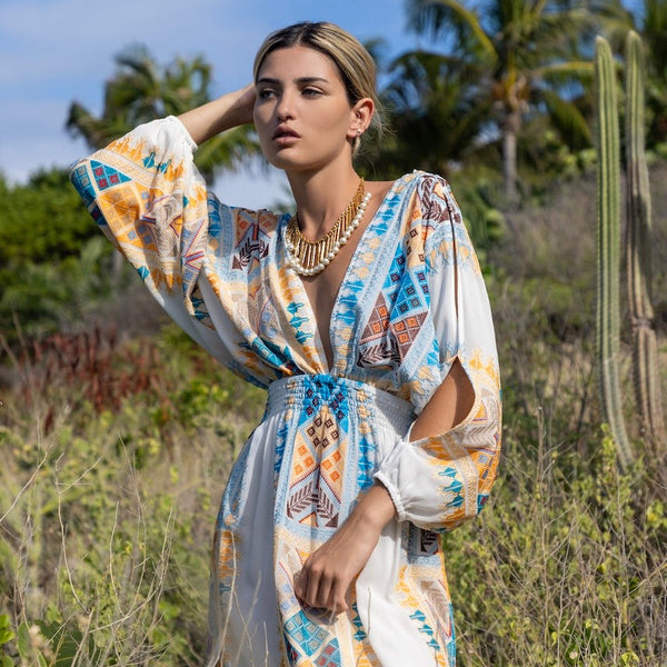 IBIZA EMBROIDERED CHIFFON SILK LONG DRESS – Lolitajaca