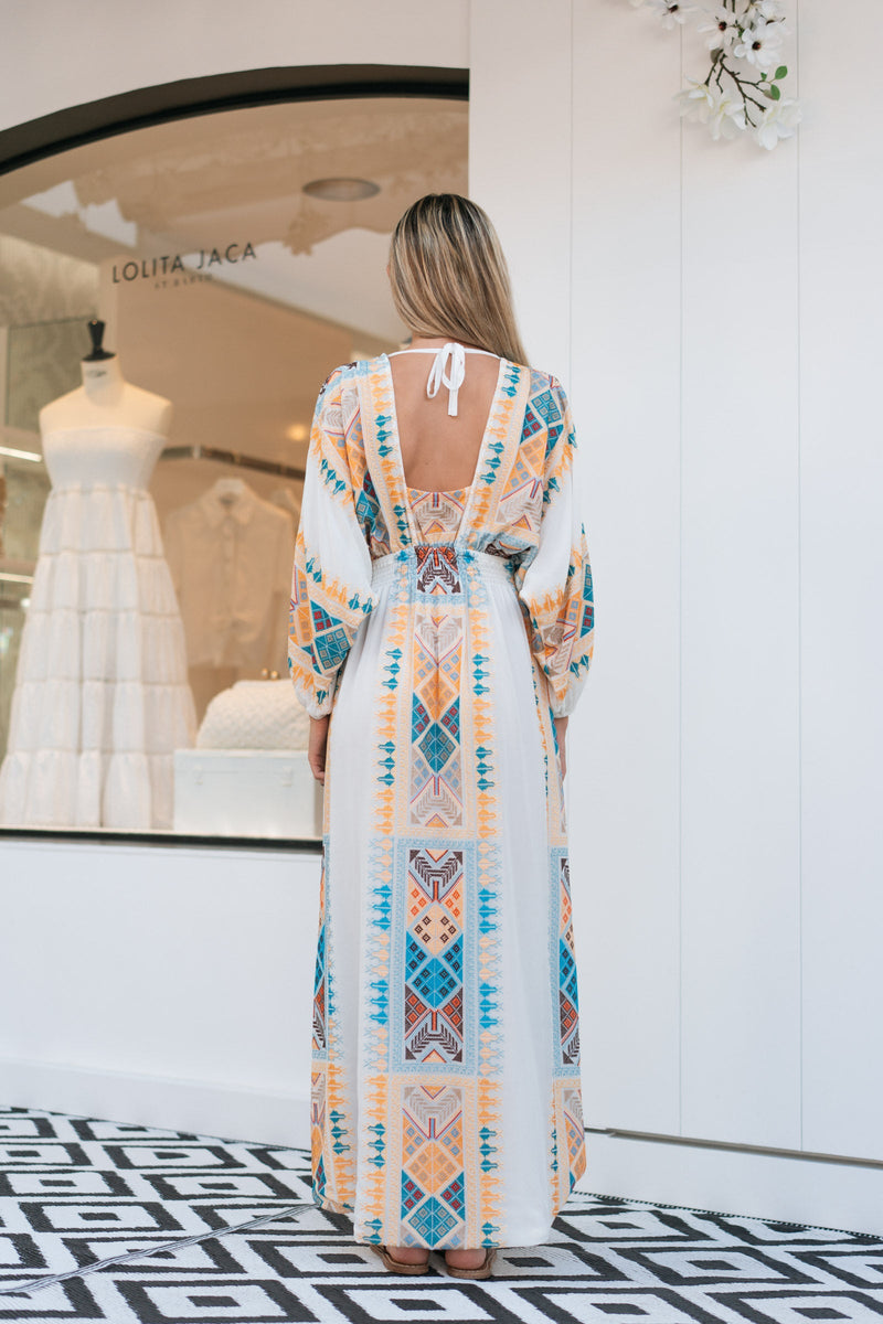 IBIZA EMBROIDERED CHIFFON SILK LONG DRESS