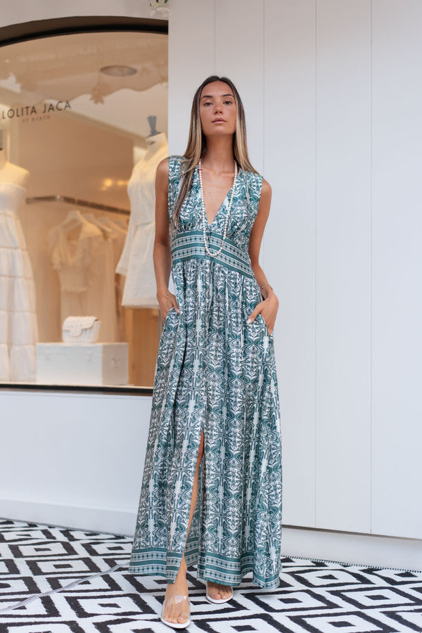 LEA SATIN SILK LONG DRESS