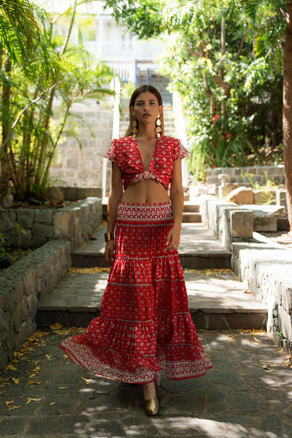 MANOLITA MIX SILK MAXI SKIRT