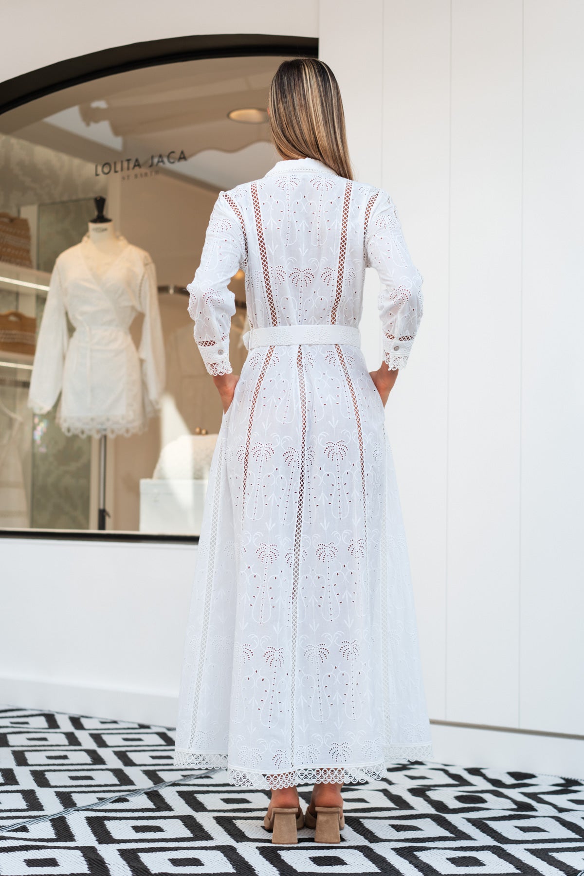 Mini Dress Button Up Lace Dress MADO COTTON EYELET LONG DRESS  Lolitajaca