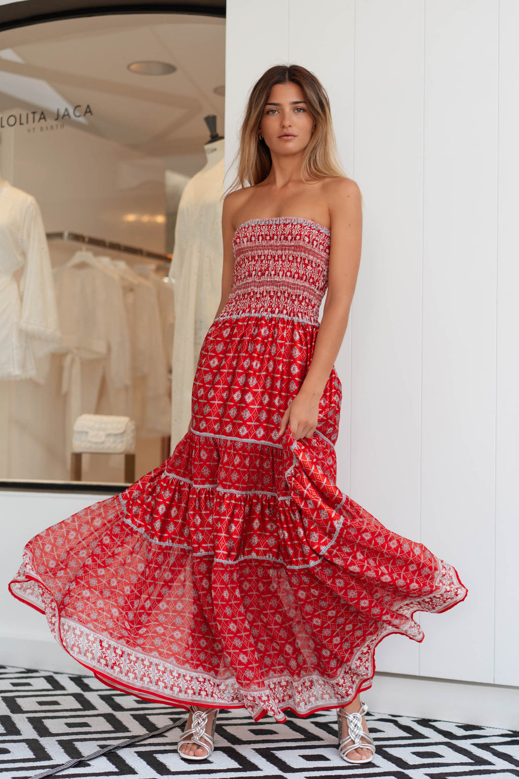 MANUELLA MIX SILK LONG DRESS