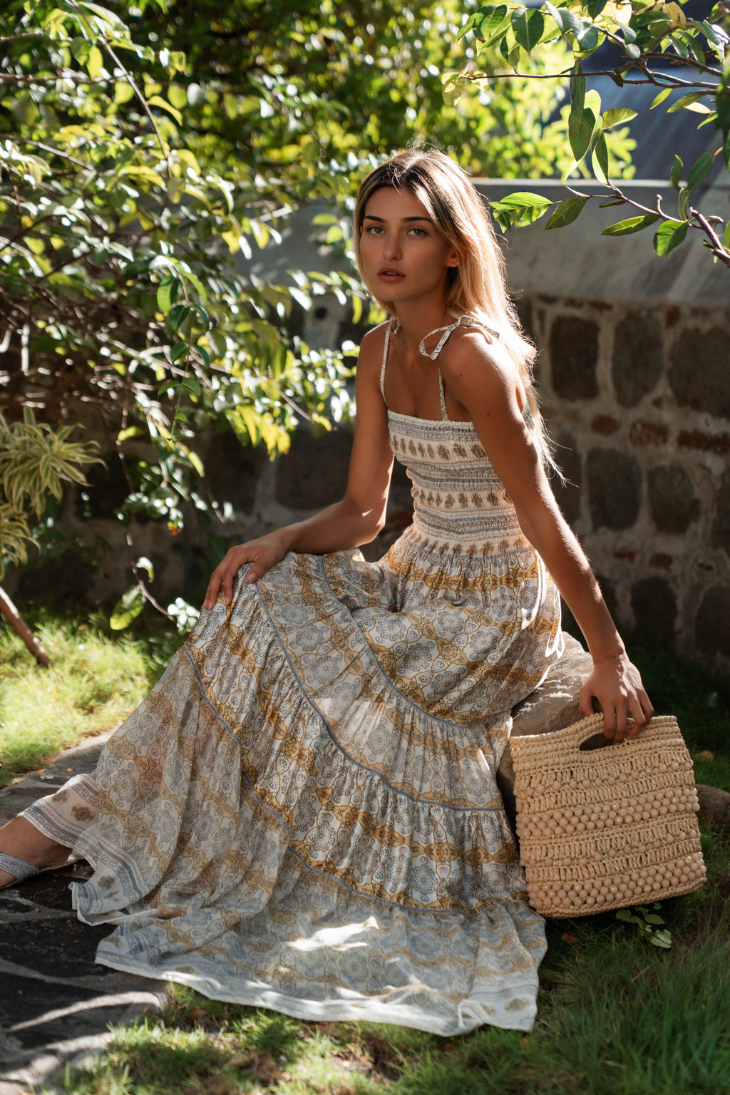 MANUELLA MIX SILK LONG DRESS