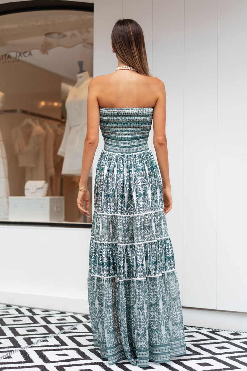 MANUELLA MIX SILK LONG DRESS