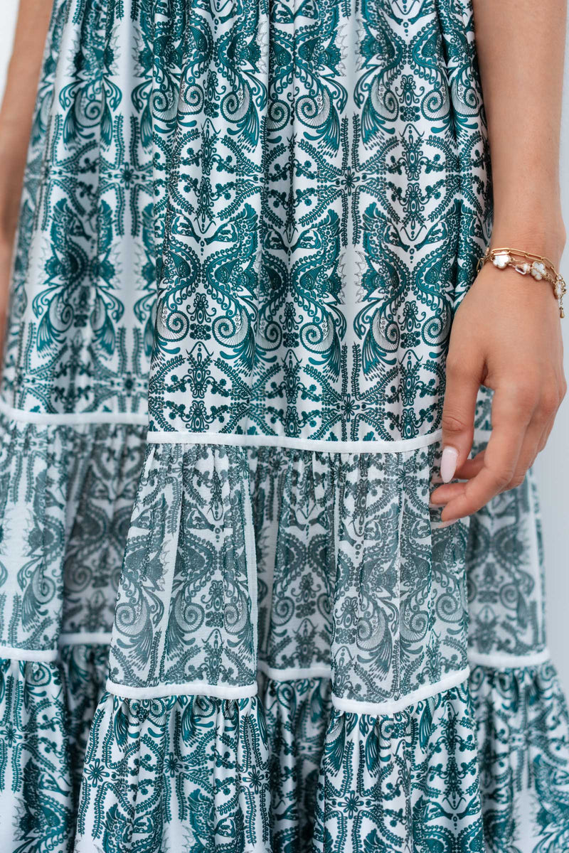 MANUELLA MIX SILK LONG DRESS