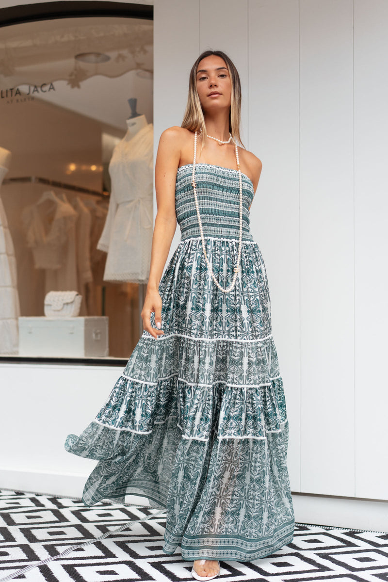 MANUELLA MIX SILK LONG DRESS