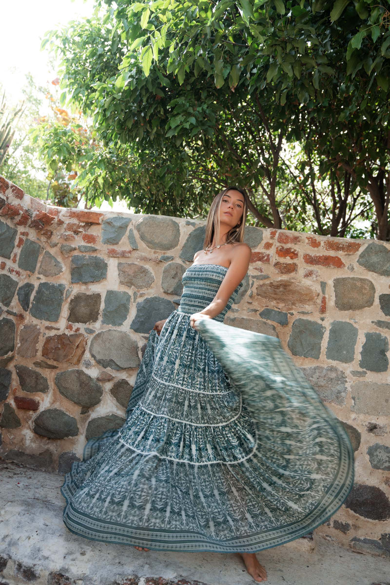 MANUELLA MIX SILK LONG DRESS