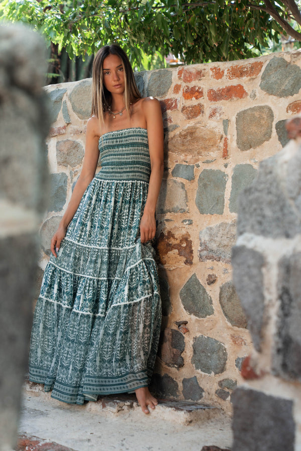 MANUELLA MIX SILK LONG DRESS