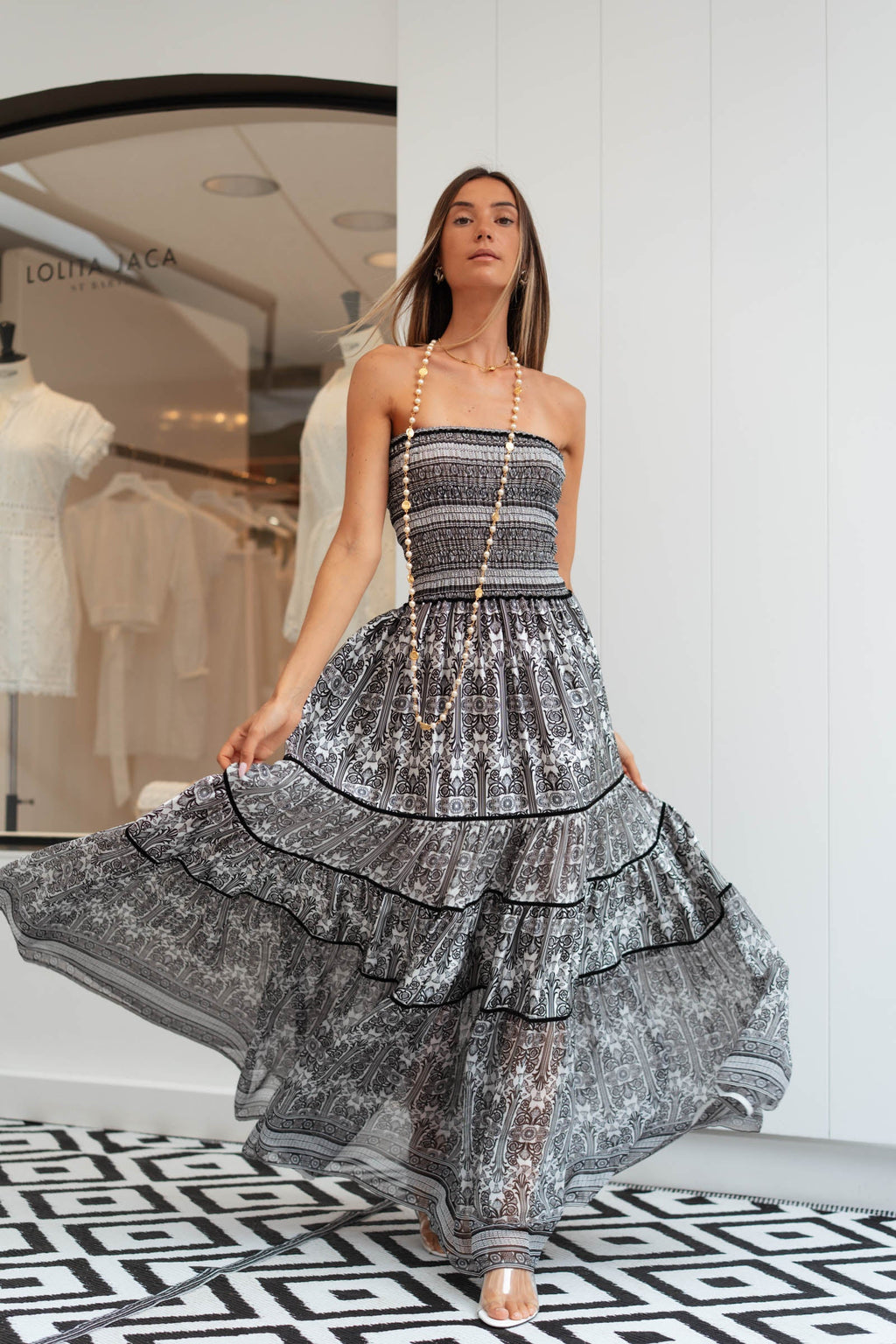 MANUELLA MIX SILK LONG DRESS