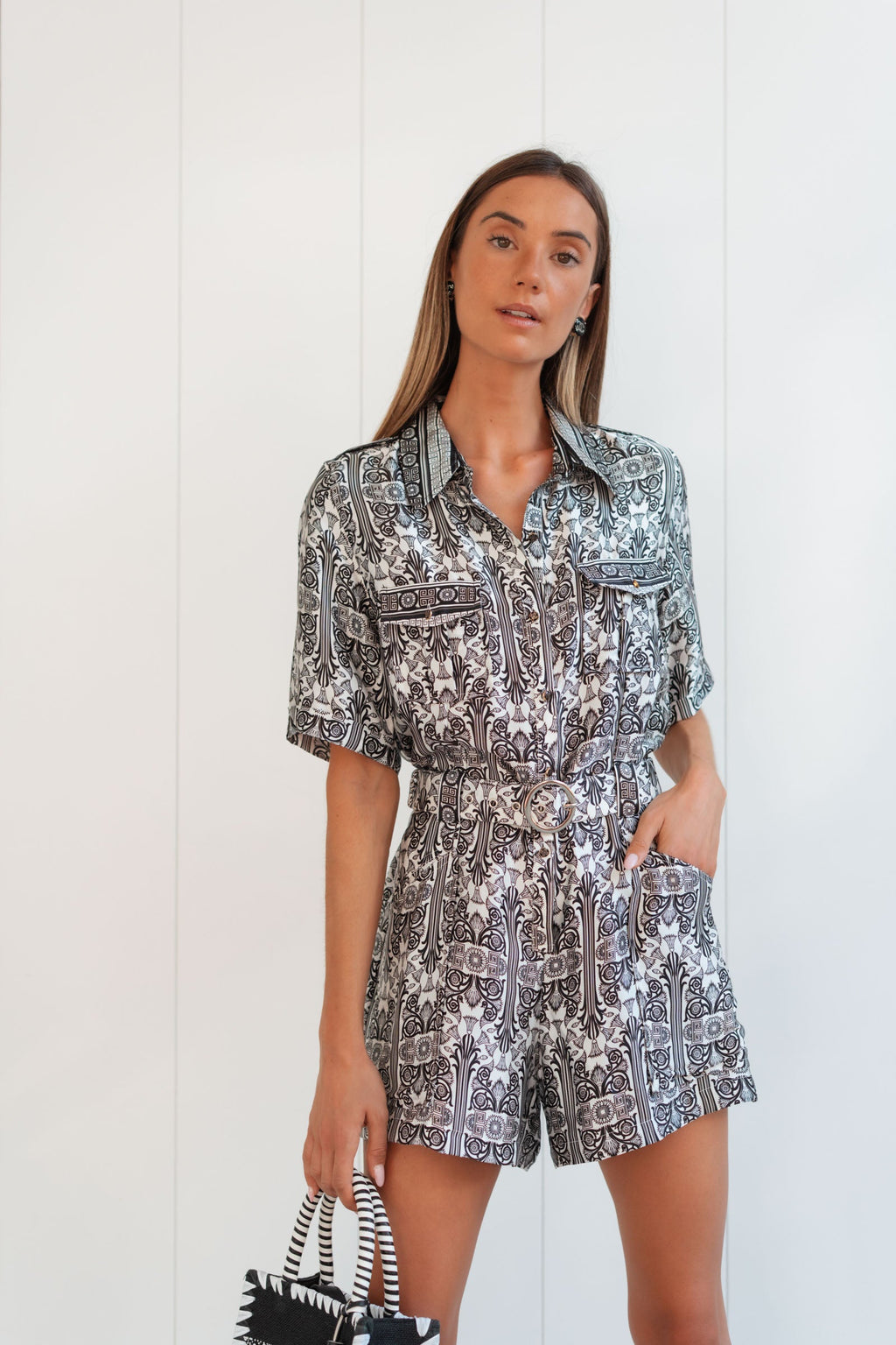 MARINE SATIN SILK ROMPER