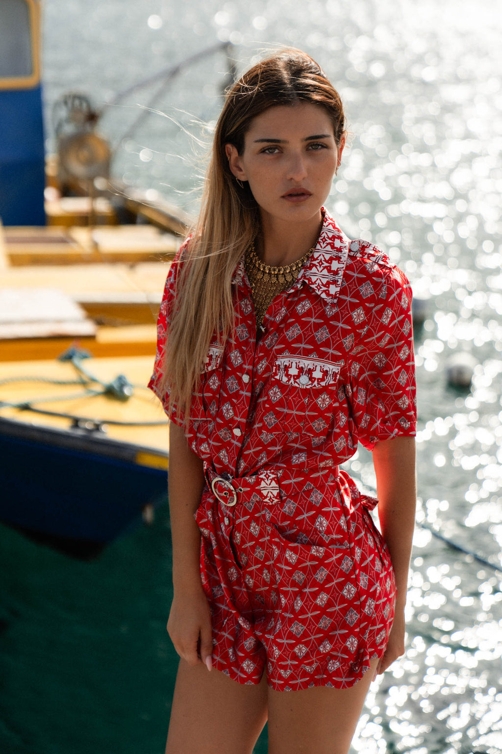 MARINE SATIN SILK ROMPER