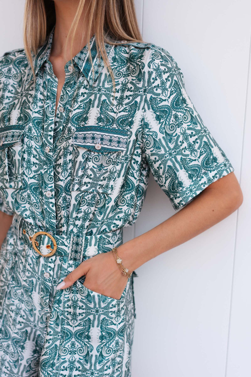 MARINE SATIN SILK ROMPER