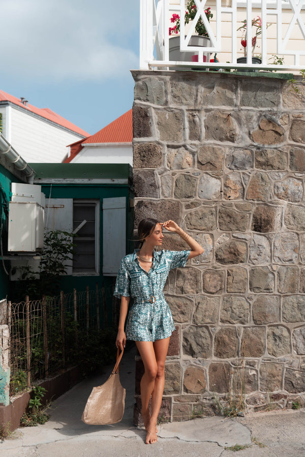 MARINE SATIN SILK ROMPER