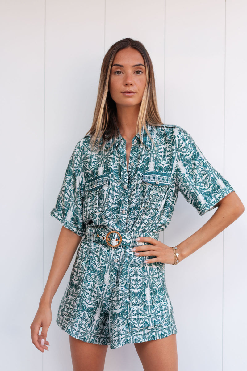 MARINE SATIN SILK ROMPER