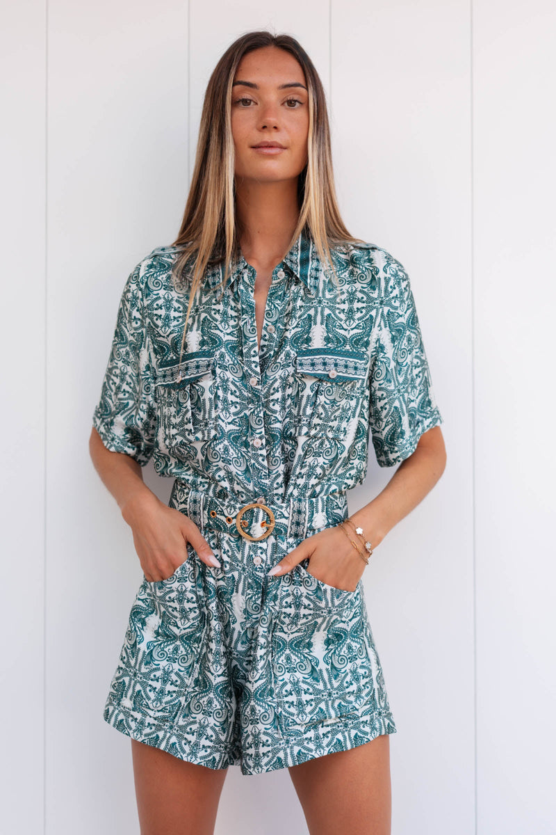 MARINE SATIN SILK ROMPER