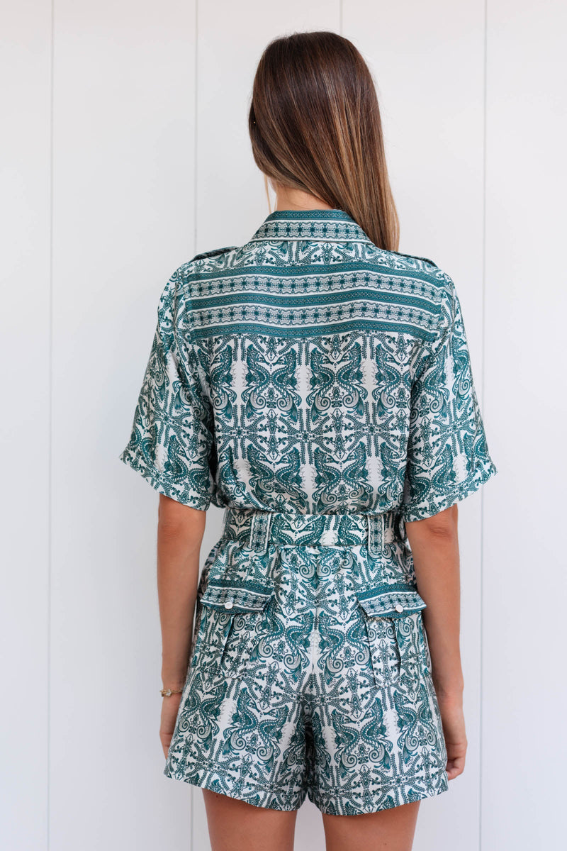 MARINE SATIN SILK ROMPER