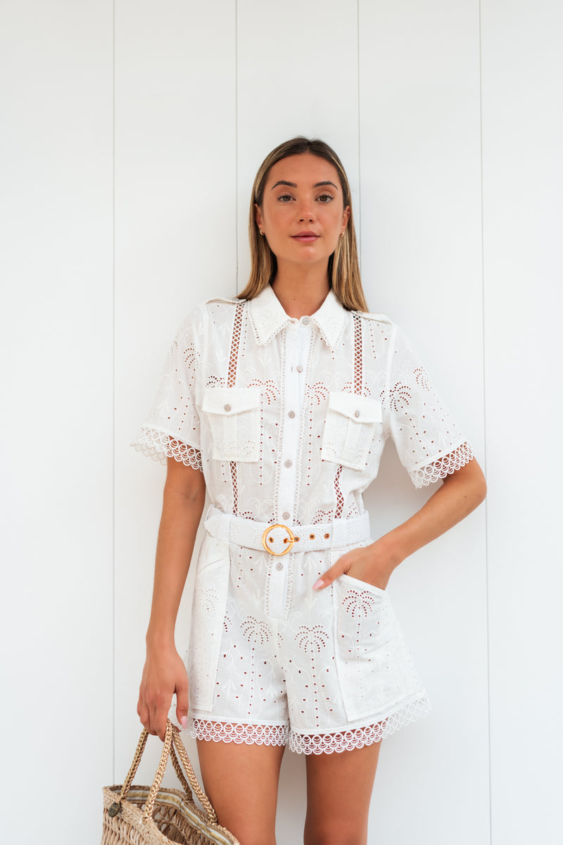 MARINE COTTON EYELET ROMPER